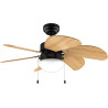 Cecotec - ventilateur de plafond avec lumière energysilence aero 360 noir&wood - 50 w, diamètre 91 cm, 3 vitesses, 6 pales, ampo