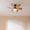 Cecotec - ventilateur de plafond avec lumière energysilence aero 360 noir&wood - 50 w, diamètre 91 cm, 3 vitesses, 6 pales, ampo