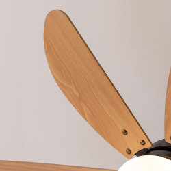 Cecotec - ventilateur de plafond avec lumière energysilence aero 360 noir&wood - 50 w, diamètre 91 cm, 3 vitesses, 6 pales, ampo