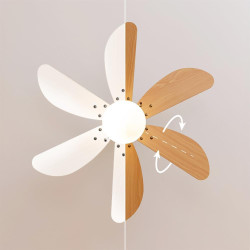 Cecotec - ventilateur de plafond avec lumière energysilence aero 360 noir&wood - 50 w, diamètre 91 cm, 3 vitesses, 6 pales, ampo