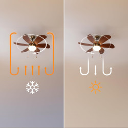 Cecotec - ventilateur de plafond avec lumière energysilence aero 365 or&wood - 50 w, diamètre 91 cm, 3 vitesses, 6 pales, ampoul
