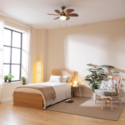 Cecotec - ventilateur de plafond avec lumière energysilence aero 365 or&wood - 50 w, diamètre 91 cm, 3 vitesses, 6 pales, ampoul
