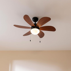 Cecotec - ventilateur de plafond avec lumière energysilence aero 365 noir&wood - 50 w, diamètre 91 cm, 3 vitesses, 6 pales, ampo