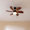 Cecotec - ventilateur de plafond avec lumière energysilence aero 365 noir&wood - 50 w, diamètre 91 cm, 3 vitesses, 6 pales, ampo