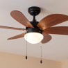 Cecotec - ventilateur de plafond avec lumière energysilence aero 365 noir&wood - 50 w, diamètre 91 cm, 3 vitesses, 6 pales, ampo