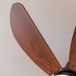 Cecotec - ventilateur de plafond avec lumière energysilence aero 365 noir&wood - 50 w, diamètre 91 cm, 3 vitesses, 6 pales, ampo