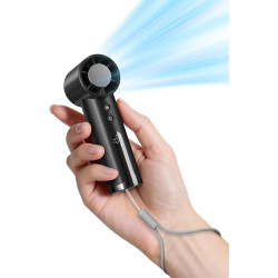 Mini Ventilateur Portable Rechargeable, Vent puissant de 9 m/s, 5 Vitesses Réglables, Design Vortex, Ventilateur de Poche avec C