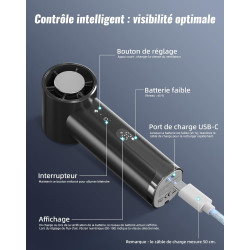 Mini Ventilateur Portable Rechargeable, Vent puissant de 9 m/s, 5 Vitesses Réglables, Design Vortex, Ventilateur de Poche avec C