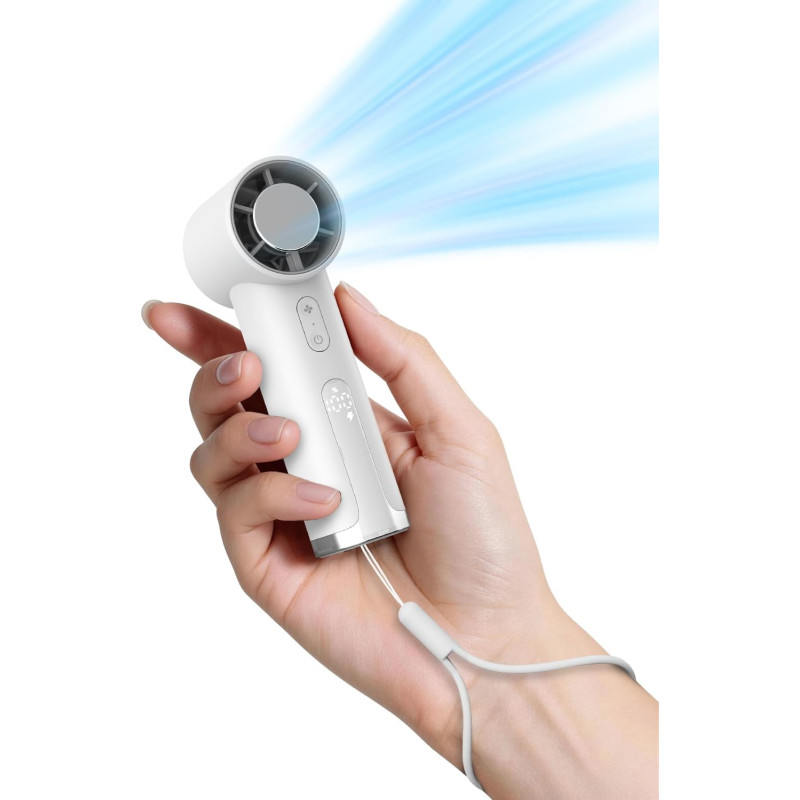 Mini Ventilateur Portable Rechargeable, Vent puissant de 9 m/s, 5 Vitesses Réglables, Design Vortex, Ventilateur de Poche avec C