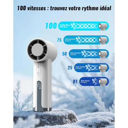 Mini Ventilateur Portable Rechargeable, Vent puissant de 9 m/s, 5 Vitesses Réglables, Design Vortex, Ventilateur de Poche avec C