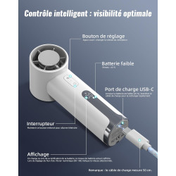 Mini Ventilateur Portable Rechargeable, Vent puissant de 9 m/s, 5 Vitesses Réglables, Design Vortex, Ventilateur de Poche avec C