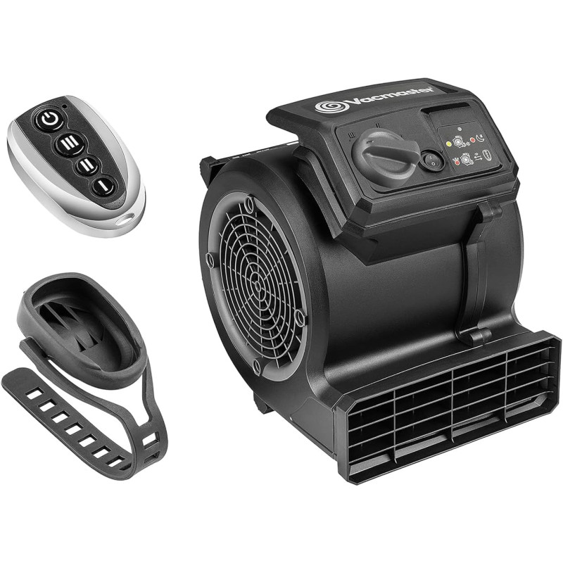 Vacmaster Air Mover 3 vitesses Télécommande Ventilateur De Gym Au Sol Ventilateur De Vélo Silencieux, Sèche Tapis, Cool, Noir
