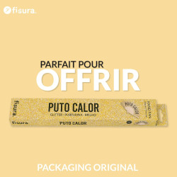 Fisura – Éventail Original avec Message “p*to calor”. Accessoire en Bois Moderne et coloré. Ventilateur à Main pailleté doré. Dr