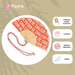 Fisura – Éventail original avec le message P*ttain de chaleur. Éventail moderne en bois, amusant. Rouge, motif. Dimensions : 42,