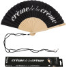 Fisura – Éventail Original avec Message “Crème de la crème”. Accessoire en Bois Moderne et coloré. Ventilateur à Main Noir. Drag