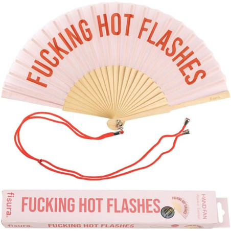 Fisura Éventail pliable original avec message « Hot flashes » - Éventail pliable pour femme - Cintre inclus - Éventail pliable e