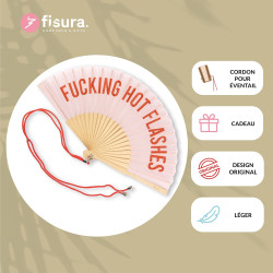 Fisura Éventail pliable original avec message « Hot flashes » - Éventail pliable pour femme - Cintre inclus - Éventail pliable e