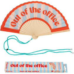 Fisura – Éventail Original “Out of The Office” en Bois Bleu et Rouge, éventail à Main Moderne et coloré avec Cordon Inclus, idée