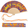 Fisura – éventail original avec message “alors on dance”. accessoire en bois moderne et coloré. ventilateur à main orange et vio