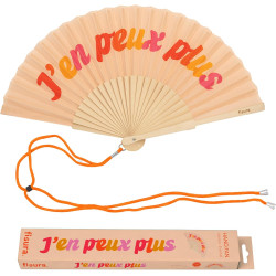Fisura – éventail original avec message “j’en peux plus”. accessoire en bois moderne et coloré. ventilateur à main orange. drago