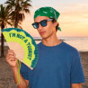 Fisura – Éventail Original avec Message « I’m Not a Tourist » – Éventail en Bois Moderne Vert. Accessoire coloré avec Cordon Inc
