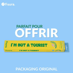 Fisura – Éventail Original avec Message « I’m Not a Tourist » – Éventail en Bois Moderne Vert. Accessoire coloré avec Cordon Inc