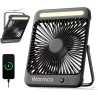 Warmco Ventilateur Portable Rechargeable 20000mAh 27 cm, Autonomie de 15 à 48 Heures, Lumière LED, Ultrafin, Avec Crochets, Vent