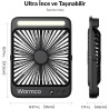 Warmco Ventilateur Portable Rechargeable 20000mAh 27 cm, Autonomie de 15 à 48 Heures, Lumière LED, Ultrafin, Avec Crochets, Vent