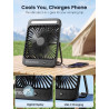 Warmco Ventilateur Portable Rechargeable 20000mAh 27 cm, Autonomie de 15 à 48 Heures, Lumière LED, Ultrafin, Avec Crochets, Vent