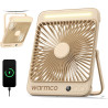Warmco Ventilateur Portable Rechargeable 20000mAh 27 cm, Autonomie de 15 à 48 Heures, Lumière LED, Ultrafin, Avec Crochets, Vent