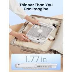 Warmco Ventilateur Portable Rechargeable 20000mAh 27 cm, Autonomie de 15 à 48 Heures, Lumière LED, Ultrafin, Avec Crochets, Vent