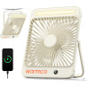 Warmco Ventilateur Portable Rechargeable 20000mAh 27 cm, Autonomie de 15 à 48 Heures, Lumière LED, Ultrafin, Avec Crochets, Vent