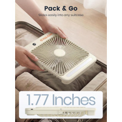 Warmco Ventilateur Portable Rechargeable 20000mAh 27 cm, Autonomie de 15 à 48 Heures, Lumière LED, Ultrafin, Avec Crochets, Vent
