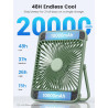 Warmco Ventilateur Portable Rechargeable 20000mAh 27 cm, Autonomie de 15 à 48 Heures, Lumière LED, Ultrafin, Avec Crochets, Vent