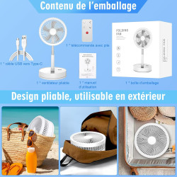Oscillant Ventilateur sur Pied Silencieux avec Télécommande, 8.6'' Portable Pliable Sol/Table Ventilateurs 4 Vitesses/Timer, 800