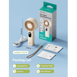 Aecooly ventilateur à main portable, puissant, rechargeable usb, 10h max refroidissement, ventilateur batterie, ventilateur de p
