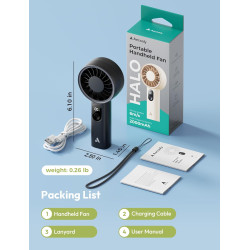 Aecooly Ventilateur à Main Portable, Puissant, Rechargeable USB, 10h Max Refroidissement, Ventilateur Batterie, Ventilateur de P