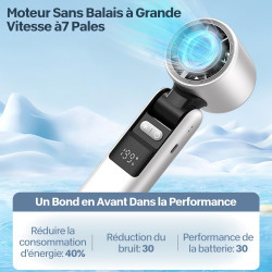 Mini Ventilateur Climatiseur Portable,Pliable Ventilateur Avec écran LED Fonction de Refroidissement,1-199 Vitesses de Vent 5000