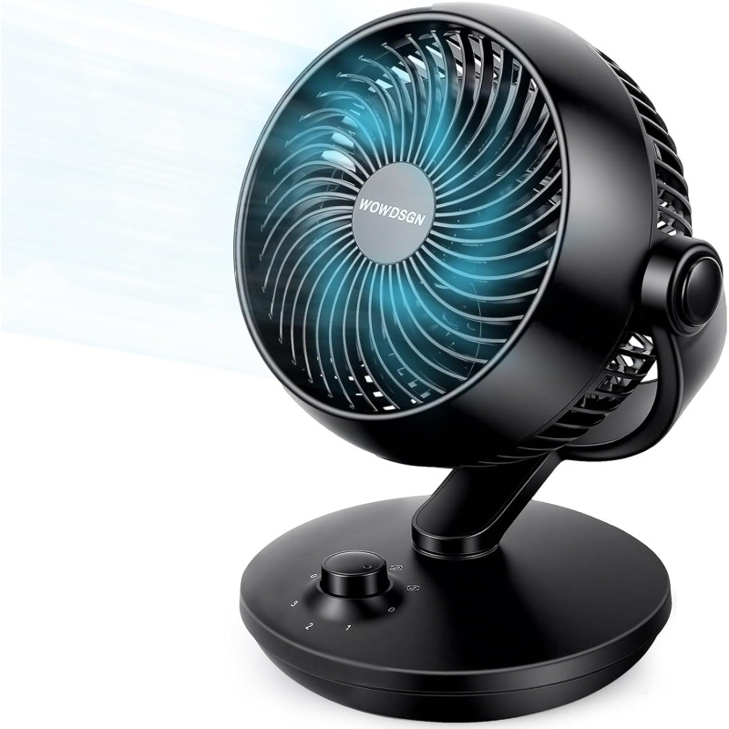WOWDSGN Ventilateur de Table Silencieux 24dB, Ventilateur Bureau de Circulation d'air Turbo - 80° Oscillation Horizontale - 100°