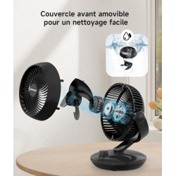 WOWDSGN Ventilateur de Table Silencieux 24dB, Ventilateur Bureau de Circulation d'air Turbo - 80° Oscillation Horizontale - 100°