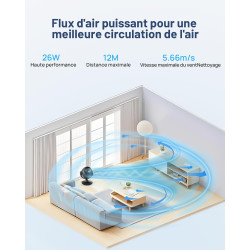 WOWDSGN Ventilateur Silencieux 22dB, Ventilateur de Table Puissant Turbo avec Ecran et Minuterie de 9 Heures - Oscillation à 100