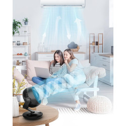 WOWDSGN Ventilateur Silencieux 22dB, Ventilateur de Table Puissant Turbo avec Ecran et Minuterie de 9 Heures - Oscillation à 100