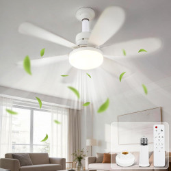 Ulikey Ventilateur de Plafond avec Lumière, 40W Ventilateur avec Telecommande et Lumière, Silencieux, 3 Vitesses et, 6 Pales, Do