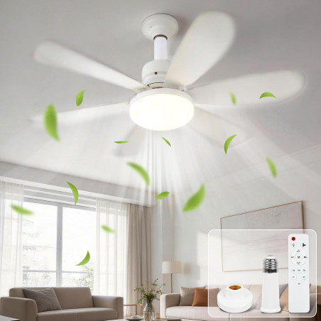 Ulikey Ventilateur de Plafond avec Lumière, 40W Ventilateur avec Telecommande et Lumière, Silencieux, 3 Vitesses et, 6 Pales, Do