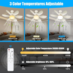 Ulikey Ventilateur de Plafond avec Lumière, 40W Ventilateur avec Telecommande et Lumière, Silencieux, 3 Vitesses et, 6 Pales, Do