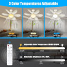 Ulikey Ventilateur de Plafond avec Lumière, 40W Ventilateur avec Telecommande et Lumière, Silencieux, 3 Vitesses et, 6 Pales, Do