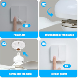 Ulikey Ventilateur de Plafond avec Lumière, 40W Ventilateur avec Telecommande et Lumière, Silencieux, 3 Vitesses et, 6 Pales, Do