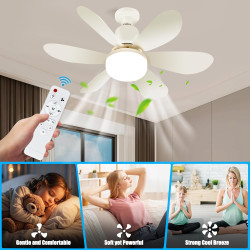 Ulikey Ventilateur de Plafond avec Lumière, 40W Ventilateur avec Telecommande et Lumière, Silencieux, 3 Vitesses et, 6 Pales, Do