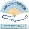 Fisura - Éventail original bleu avec message "air conditioning". Eventail en bois moderne et amusant. Eventail bleu 2 tons.42,5 
