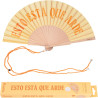 Fisura – Éventail en Bois Original avec Message “está Que arde”. Accessoire Moderne et coloré, Ventilateur à Main Jaune avec Cro
